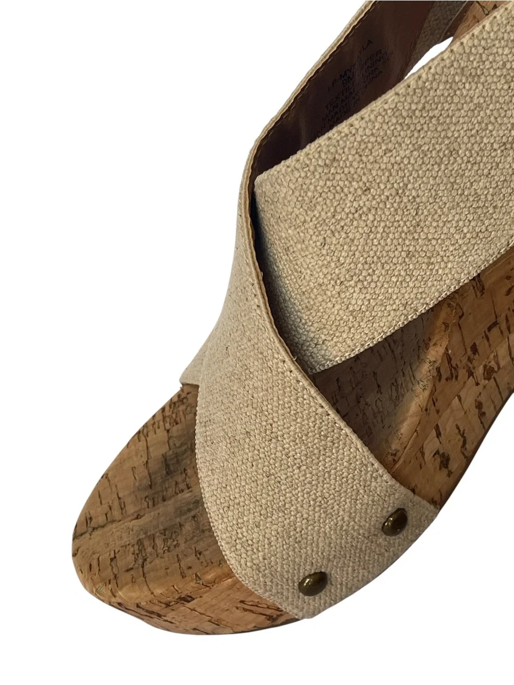Lucky Brand Natural Fabric Cork Platform Sandals SZ 9 MED